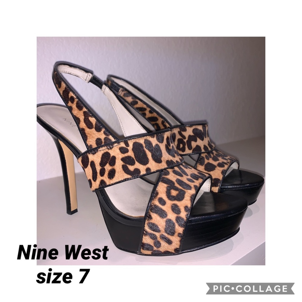 Nine West Leopard Platform Heels-worn once
